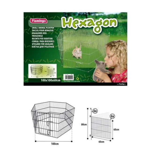Вольєр Flamingo Hexagon для тварин, метал, 6 панелей, 100х100х60 см