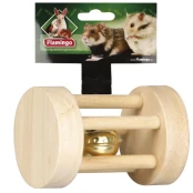 Игрушка Flamingo Rattle With Ball для грызунов с колокольчиком, дерево, 3.5х5 см