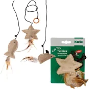 Іграшка Flamingo Twinies With Feather для котів з котячою м'ятою, бежевий текстиль, 10 см