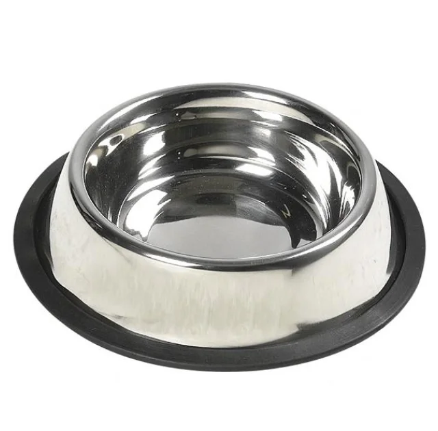 Миска Flamingo Dish Steel Rim для собак, з гумовим обідком, нержавіюча, 23 см