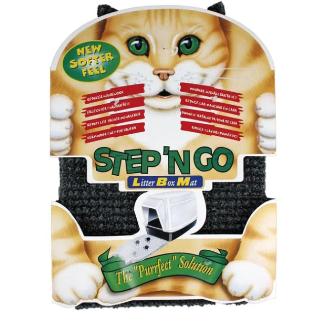 Килимок Flamingo Litter Box Mat для туалету кішки, пластик, сірий, 30х45х2 см