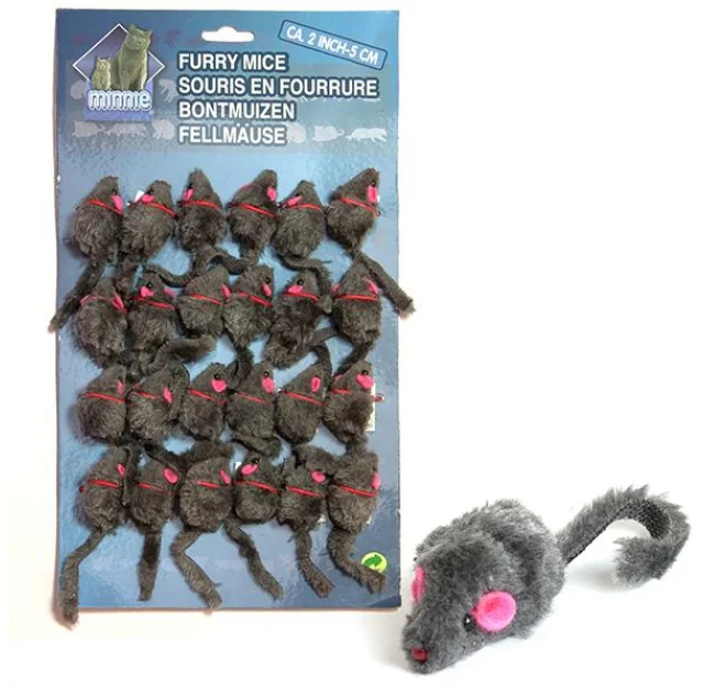 Игрушка Flamingo Furry Mouse Grey для кошек, мышь серая, плюш, 5 см