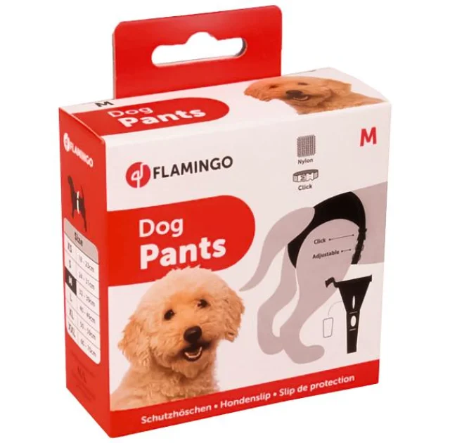 Гигиенические трусы Flamingo Dog Pants Jolly с комплектом прокладок, для собак, черные, 50×59 см
