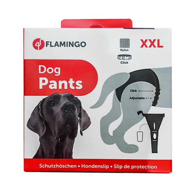 Гигиенические трусы Flamingo Dog Pants Jolly с комплектом прокладок, для собак, черные, 60×70 см