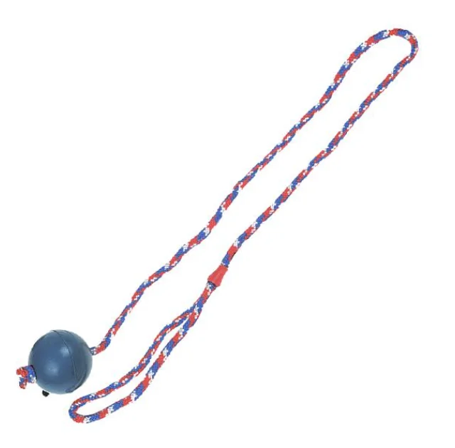 Іграшка Flamingo Ball With Rope для собак, м'яч з литої гуми на мотузці, 6,3 см