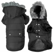 Куртка Flamingo Polar Black с капюшоном для собак, черная, 30 см