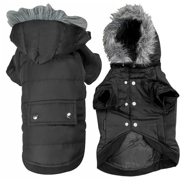 Куртка Flamingo Polar Black з капюшоном для собак, чорна, 38 см