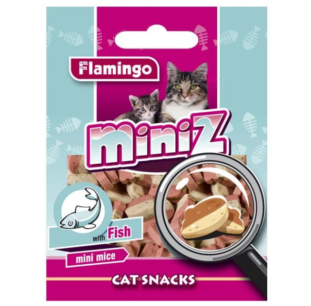 Ласощі Flamingo Miniz Mini Mice риба мишка, для котів у вигляді мишок зі смаком риби, 50 г