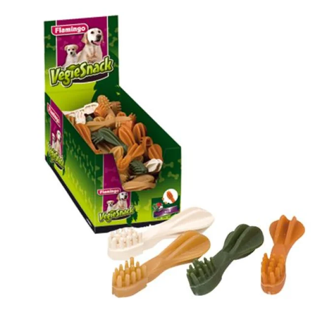 Лакомство Flamingo Vegie Tooth Mix для собак, жевательная зубная щетка, 10 шт/уп, цена за 1 шт, 9 см