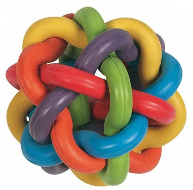 Іграшка Flamingo Ball Colors для собак, плетений різнокольоровий м'яч, гума, 10 см