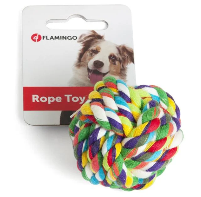 Іграшка Flamingo Cotton Ball для собак, м'яч плетений мотузковий, бавовна, 15 см