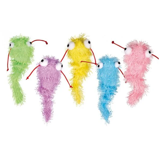 Игрушка Flamingo Shaky Snake для кошек, пушистая дрожащая змейка, 4х17см