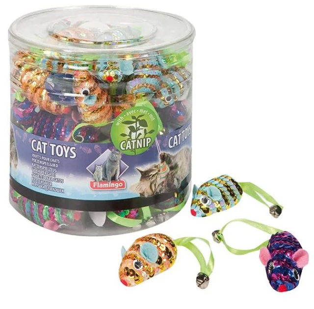 Игрушка Flamingo Mouse Speral для кошек, спиральная мышка с кошачьей мятой, 6.5 см