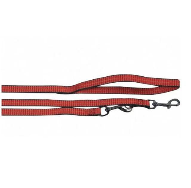 Поводок-перестежка Flamingo Training Lead Q3 Red для собак, 2 карабина, нейлон, красный, 2 м, 20 мм