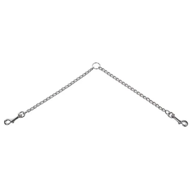 Повідець-спарка Flamingo Twin Chain для собак, метал, 2.5 мм, 2×30 см