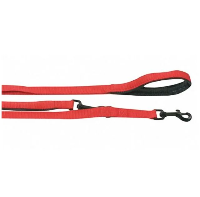 Перестежка Flamingo Training Lead Soft Grip для собак, с мягкой ручкой, красно-черный, 2 м, 20 мм