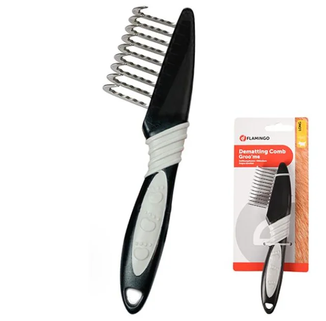 Колтунорез Flamingo Groo`Me Dematting Comb для собак довгошерстих порід, закруглені зубці, 12 зубців