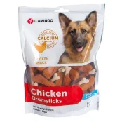 Лакомство Flamingo Chicken Snack Calcium Bone для собак, куриная ножка с кальцием, 400 г