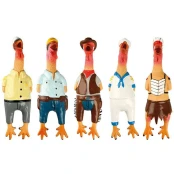 Игрушка Flamingo Chicken Village People для собак с пищалкой, латекс, 24х7х5 см