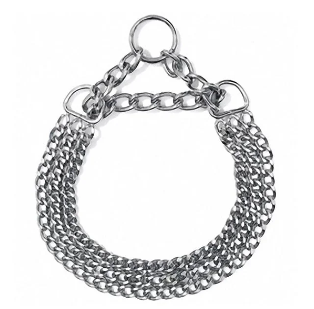 Ошейник Flamingo Collar 3-Fold трехрядный, цепочка для собак, металл, 60 см, 2.5 мм