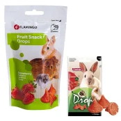 Лакомство Flamingo Drops Strawberry для грызунов, дропсы с клубникой, 75 г