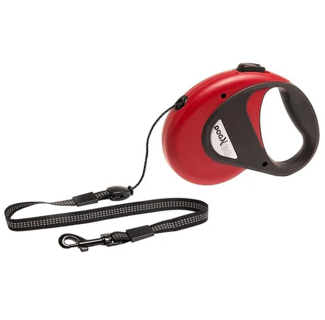 Поводок-рулетка Flamingo Dogx2Go Cord для собак до 12 кг, червоний, розмір S, 5 м