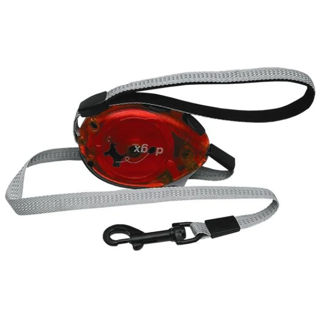 Поводок-рулетка Flamingo Dogx2Go Belt Glassy L для собак до 35 кг, світловідбиваючі стрічка, червона, 2 м
