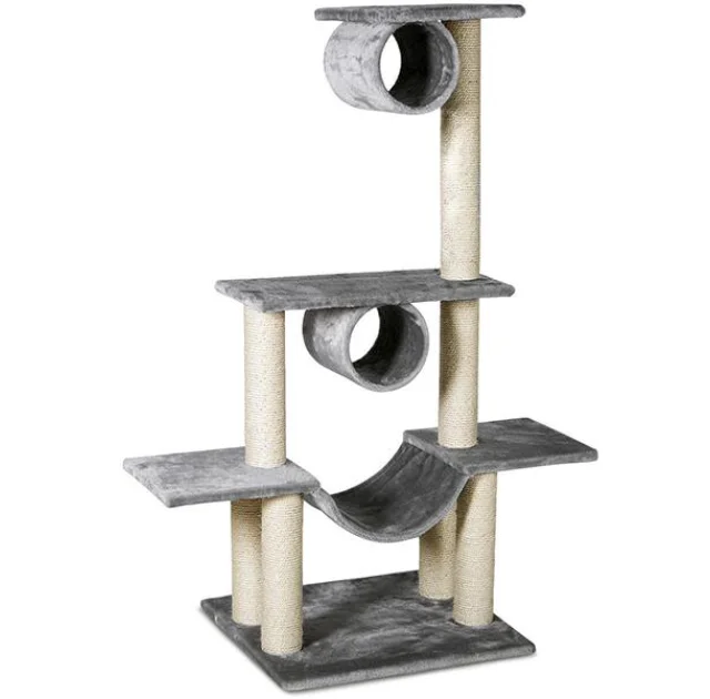 Комплекс Flamingo Scratch Tree спально-ігровий, для котів, багаторівневий, сірий, 104×57×140 см