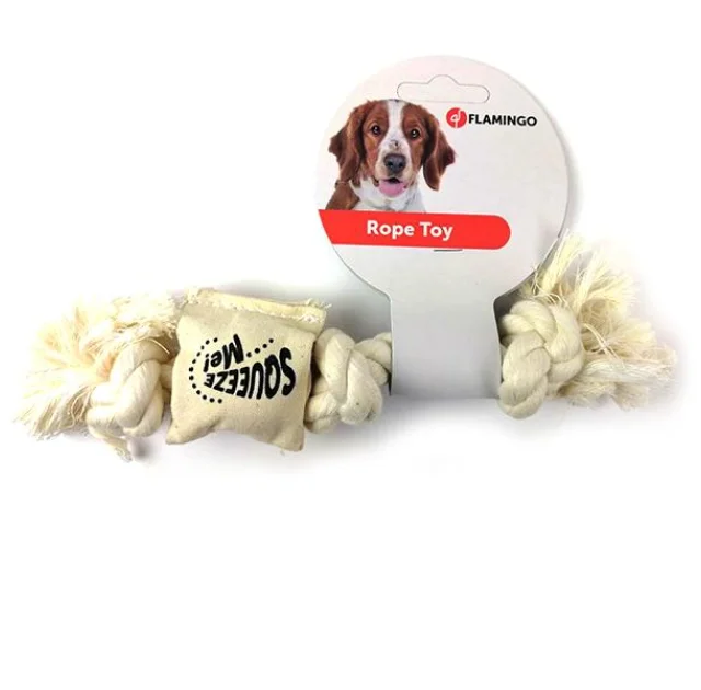 Игрушка Flamingo Cotton Rope Squeaker канат с пищалкой, для собак, M