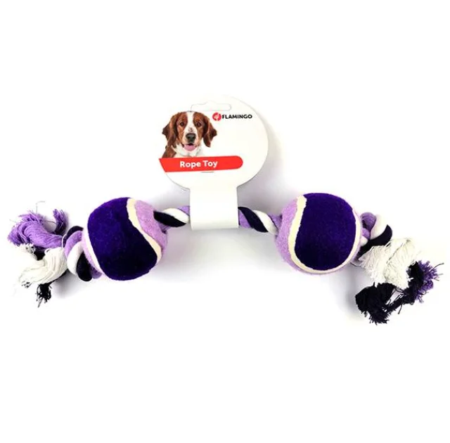 Іграшка Flamingo Cotton Rope Duotennis канат з двома м'ячами, для собак