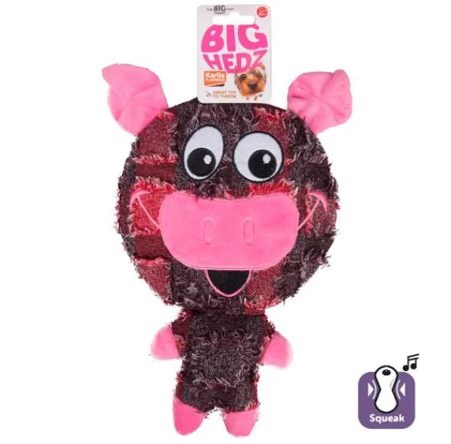 Игрушка Flamingo Big Headz для собак, большая голова с пищалкой, 32х20.5х4 см