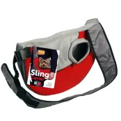 Переноска Flamingo Sling Carrier для собак, серо-красная, 50×14×33 см