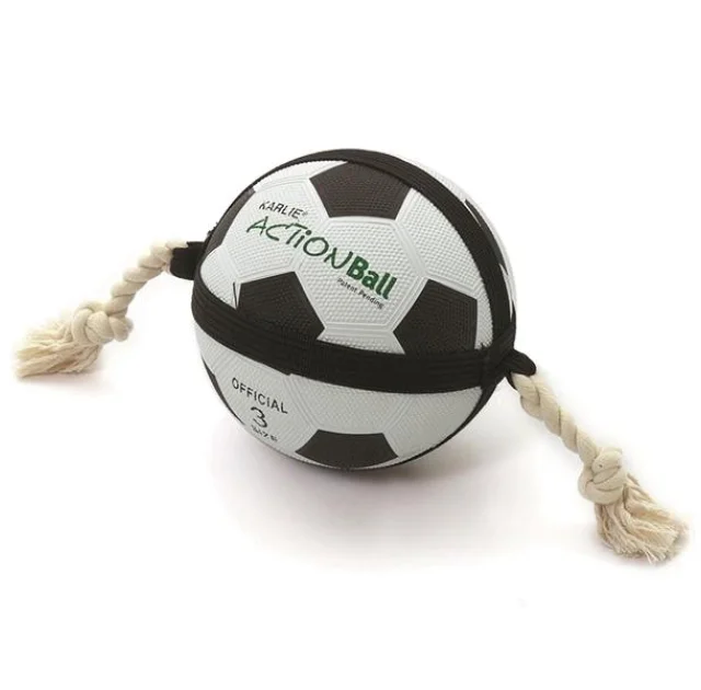 Іграшка Flamingo Actionball для собак, футбольний м'яч на мотузці, гума, 12.5 см