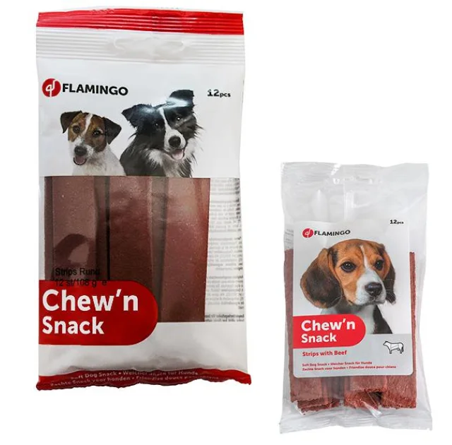 Лакомство Flamingo Chew`n Stripes Beef для собак, говядина, 108 г