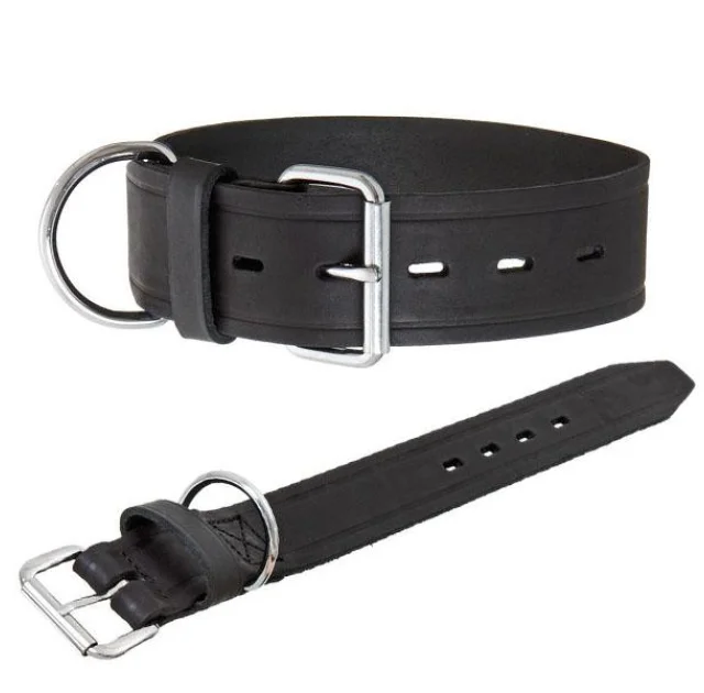 Ошейник Flamingo Rondo Collar для собак, натуральная кожа, черный, 5×55 см