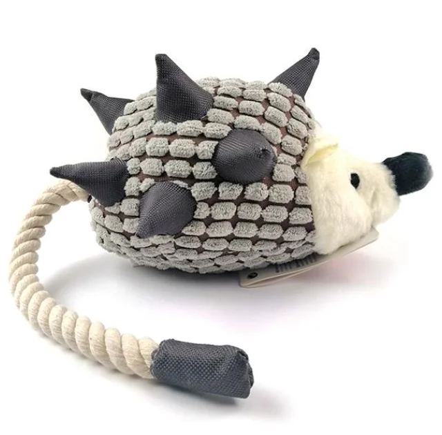Игрушка Flamingo Hedgehog Plush с веревочным хвостом, для собак, с пищалкой, 45х10х15 см