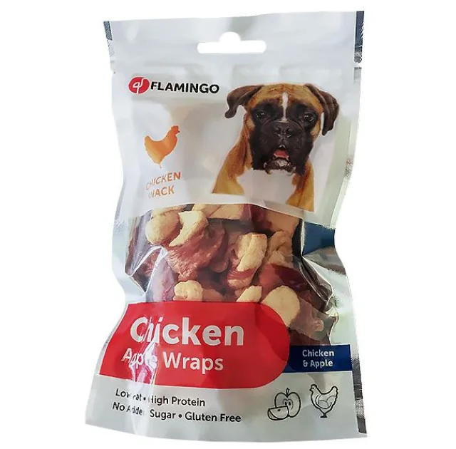Лакомство Flamingo Chicken Snack Apple Wrap для собак из куриного мяса и яблок, 85 г
