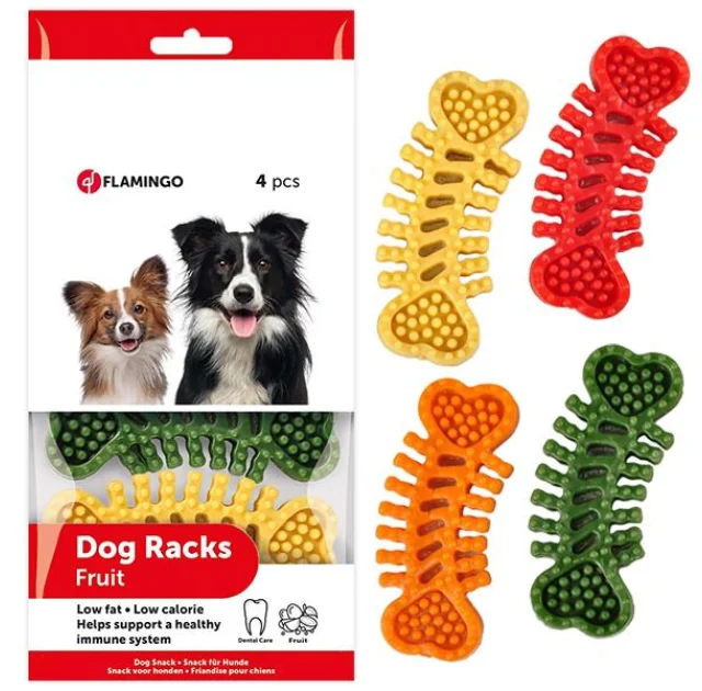 Лакомство Flamingo Chewing Snack Fruit жевательное, для собак с фруктами, 120 г