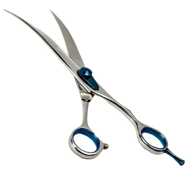 Ножницы Davis Extreme Edge Blue Curved изогнутые, для стрижки собак, 10", 25.4 см