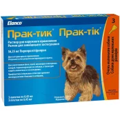 Краплі Elanco Prac-tic для боротьби з комахами і іксодових кліщів для дрібних собак усіх від 2 до 4.5 кг, 3 піпетки