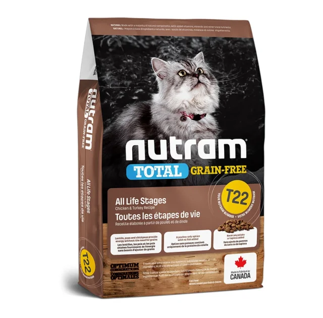 Сухий корм T22 Nutram Total Grain-Free Turkey & Chiken для котів, з куркою та індичкою, беззерновий, 5.4 кг