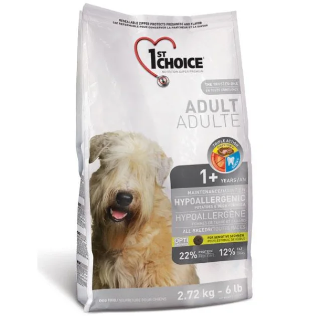 Сухий корм 1st Choice Hypoallergenic Adult для собак всіх порід, гіпоалергенний, з качкою і картоплею, 6 кг