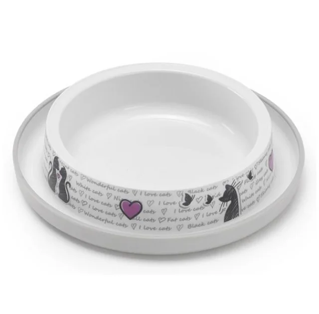 Миска Moderna Trendy Dinner Cats in Love для котів і собак, пластик, світло-сіра, 210 мл, d-15 см