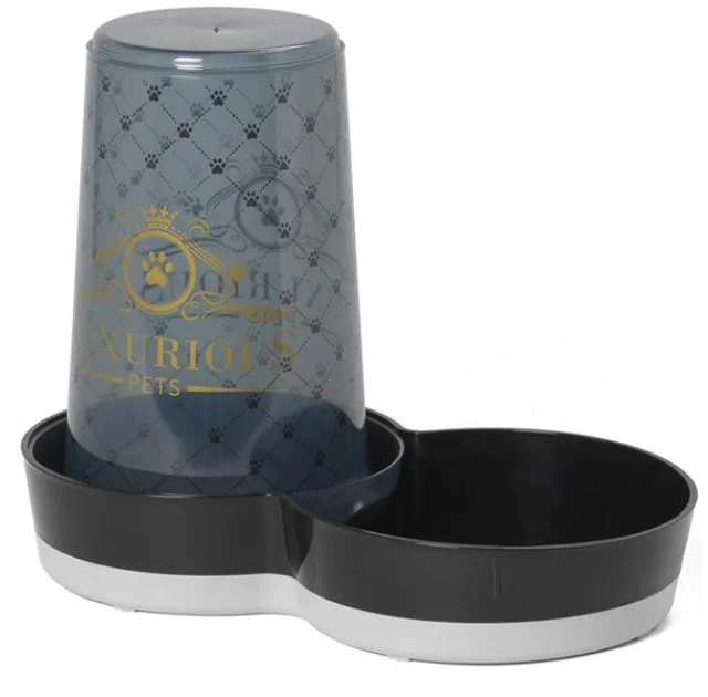 Автогодівниці-автопоїлка Moderna Tasty Jumbo Luxurious Pets 2в1 для собак, пластик, чорна, 3.79 л