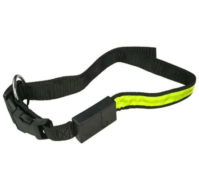 Нейлоновый ошейник Pet Pro с огоньками для собак, желтый, 55-70 см×25 мм
