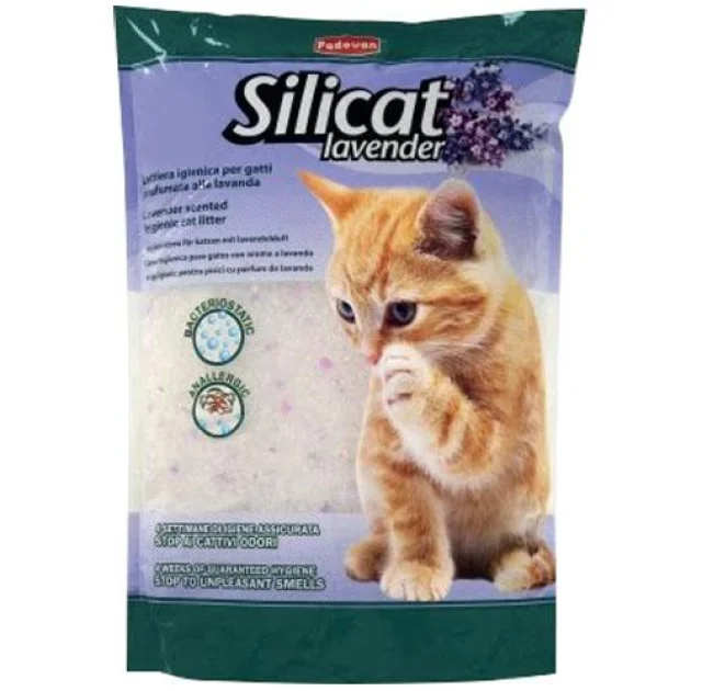 Гигиенический наполнитель Padovan Silicat Lavender для кошачьих туалетов , силикагель, с лавандой, 2,2 кг