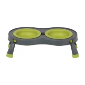 Миска Dexas Double Feeder на складной подставке, для собак и кошек, зеленая, 240 мл