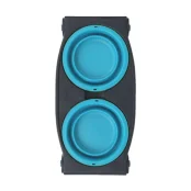 Миска Dexas Double Feeder с регулируемой высотой, для собак, голубая, 960 мл