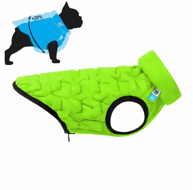 Двусторонняя куртка AiryVest Uni S33 для собак, салатово-черная