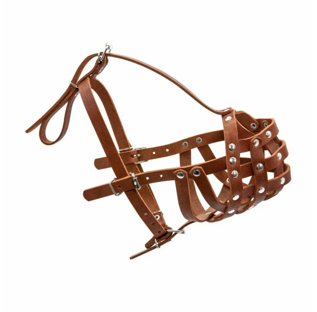 Намордник 632 для больших собак породы боксер, твердый, коричневый